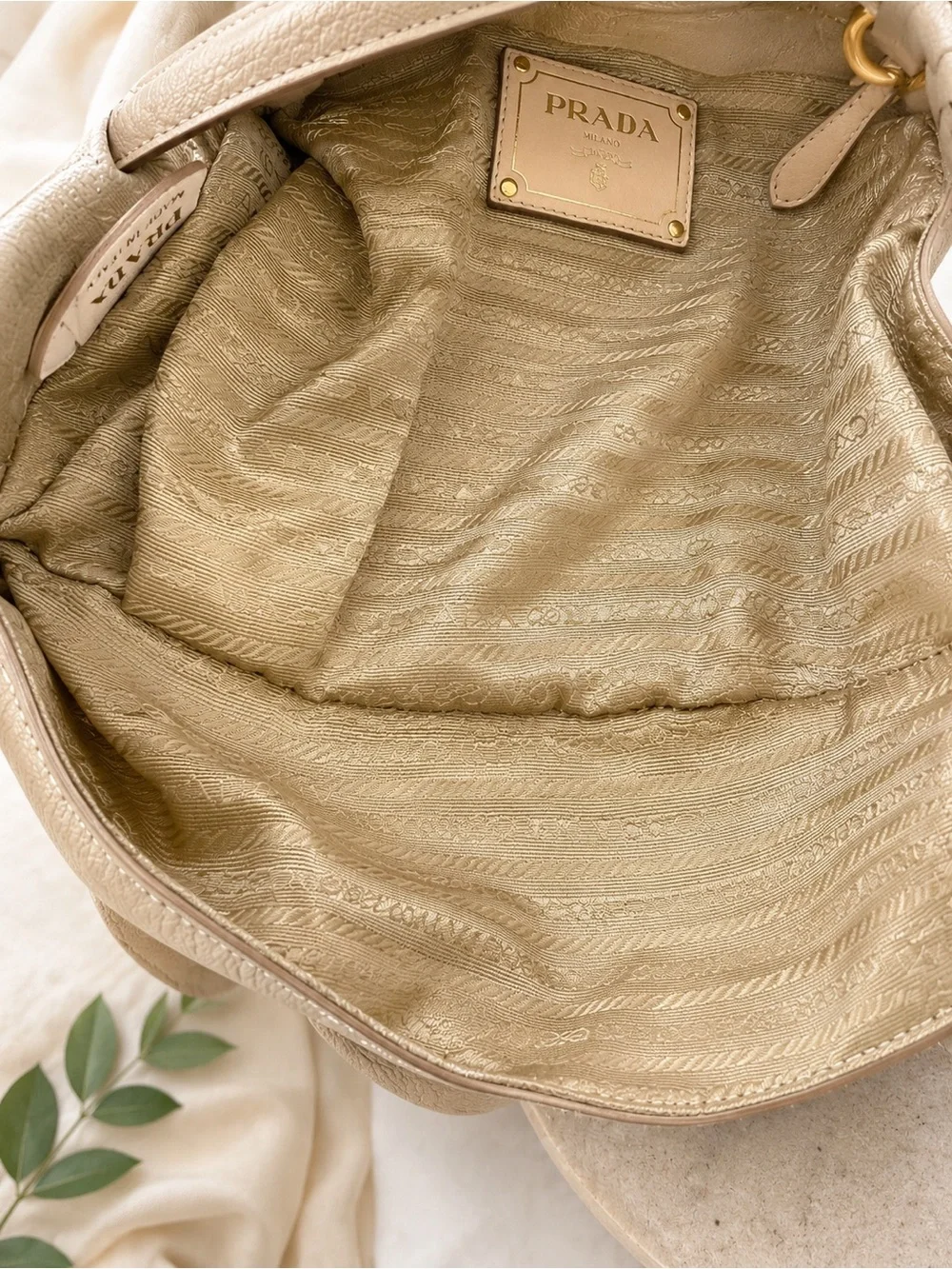 Prada Fiocco Bow Tote Cipria Nappa Leather Rare Archive Bag + Chain - Picture 8 of 16
